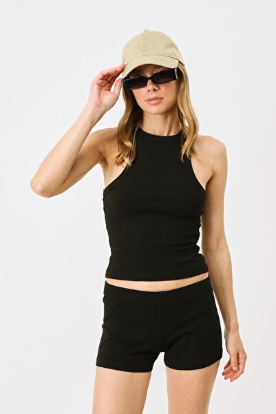 C&City Top lung elastic cu guler halter pentru femei