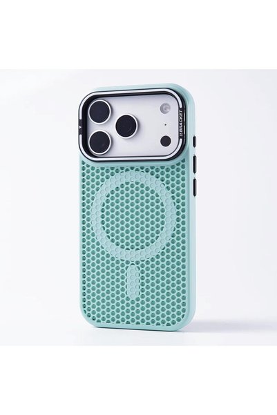 Generic Compatible with iPhone 17 Pro Max, Magnetic Phone Case with Foldable Camera Lens Kickstand, Slim Shockproof TPU Cover, Heat-Dissipation Mesh, Drop Protection, Supports Magnetic Charging, Green