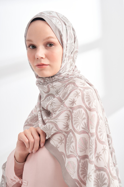 ARMANDA Floral Archive Grove Pattern Shawl - Gray - Powder