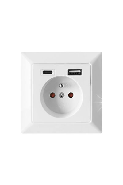 Orno Priză simplă 2PZ cu ieșire USB-A și USB-C OR-AE-13232