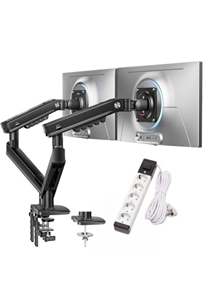 HUANUO Suport pentru 2 monitoare de 13-32 inch + Prelungitor 3000W cu cablu d...