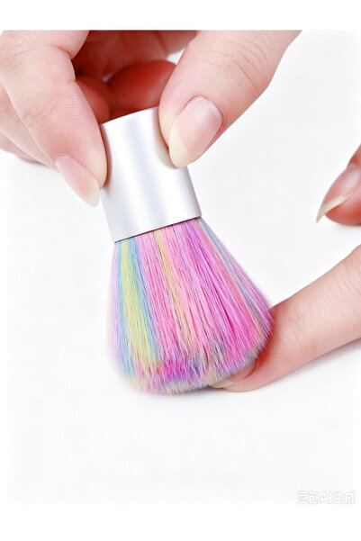Take Two By Styli Rainbow Bristle Nail Dust Brush with Aluminum Handle