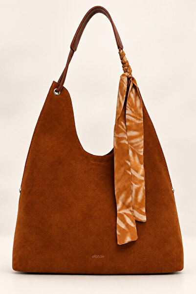 ELATAE Women's Shoulder Bag Genuine Suede Leather Large Size Shopper Large Vo...