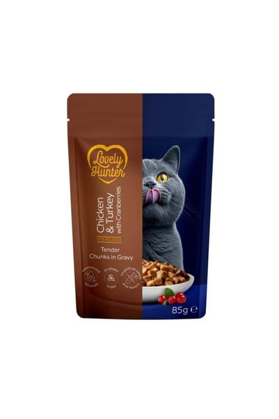 Hİ-Q Lovely Hunter Wet Food for Sterilized Adult Cats with Chicken, Turkey an...