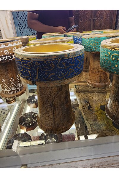 Generic Brand مبخرة خشب بقاعدة عالية ونقوش بارزة وحوض ذهبي - مبخرة عود وبخور ...
