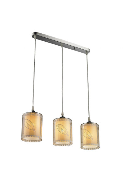 Klausen Chandelier Natura LY-3238, 3xE27, grey+smoke+chrome, IP20,