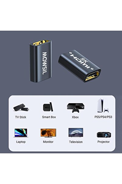 MOWSIL HDMI 8K Coupler (2-Pack) – HDMI Female to Female Adapter, 8K@60Hz & 4K@120Hz, 48Gbps High-Speed HDMI 2.1 Extender with HDR, ARC, Aluminum Alloy Connector for HDMI Cables