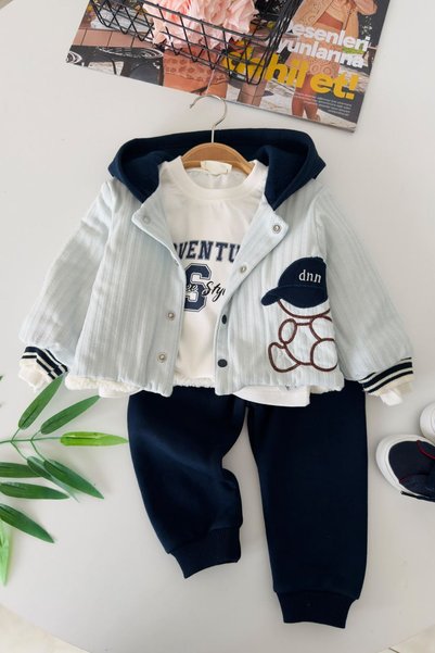 Minigimin Cicileri Teddy Bear with Hat, Embroidery Detail, Hooded Fur 3-Piece...