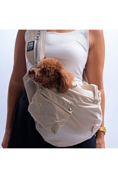 Pawstar Bej Crossbody Çanta Kedi Köpek Taşıma Çantası