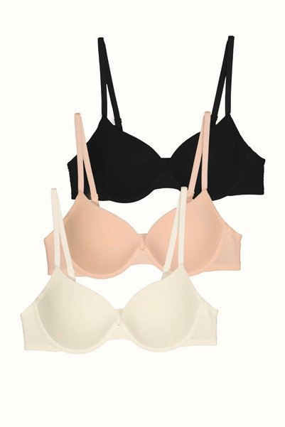 C&City Set de 3 sutiene push-up tricotate cu burete moale