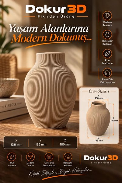 ahşap desenli vazo