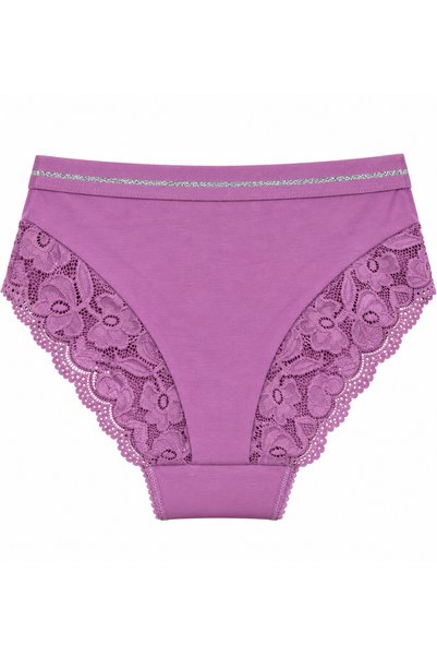 Zena Large Size Floral Lace Glitter Waist Detailed Cotton Women's Panties