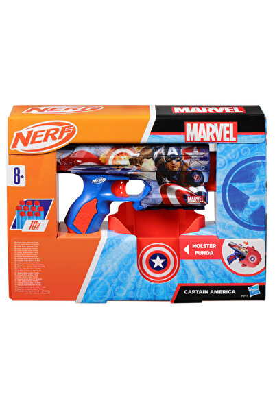 Nerf Blaster cu 10 sageti din spuma, Nerf, Captain America, F9717