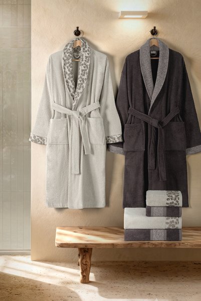 Dantela Riga 6-Piece Jacquard Cotton Bathrobe Set