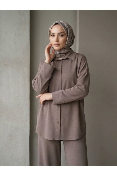 Generic Brand Roba Detail Trouser Suit - Light Brown
