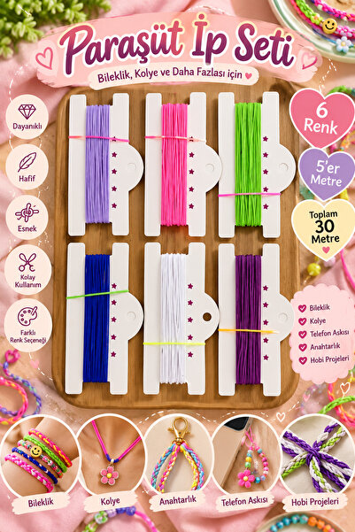 By MO Accessories Set konca za padobran u 6 boja – 5 metara svake boje, ukupn...