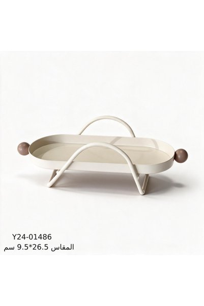 Generic Brand طوفرية تقديم معدن بيج - بيضاوي - صغير - 26.5×9.5 سم