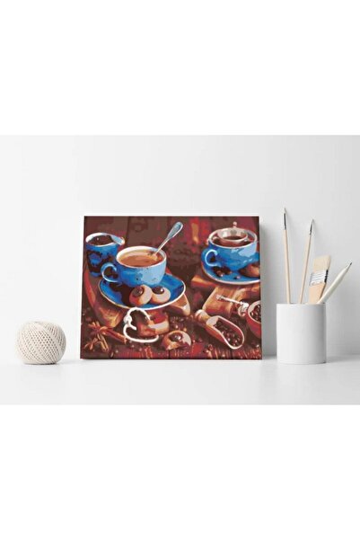 ZUTY Pictura pe numere cesti cafea, albastru/maro, 80X100 cm