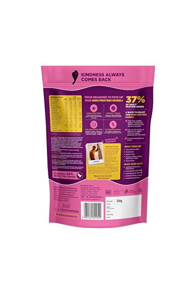 YOGA BAR Yogabar High Protein Muesli 350g – 23g Protein per 100g, Choco Almond & Cranberry, With Probiotics, High Fiber Breakfast Cereal