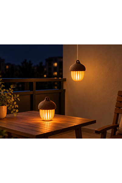 Nebron 2 Li Meşe Palamudu, Balkon, Masaüstü, Ağaç Dekoru. Led Mumlar Dahildir...