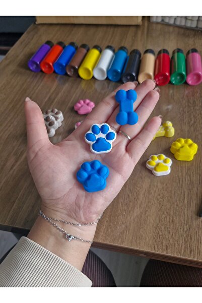 El yapımı kemik ve pati desenli mıknatıslı magnet seti