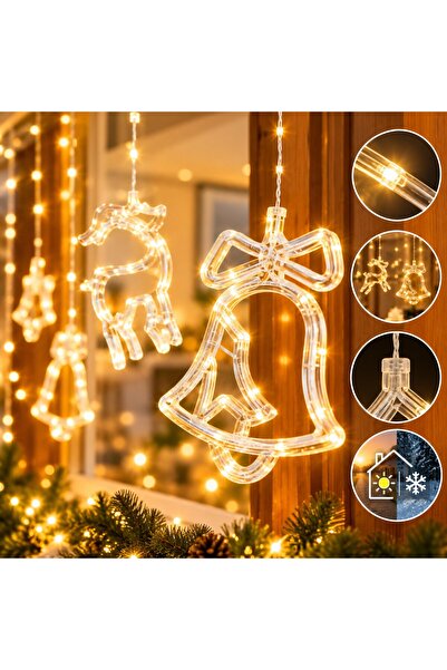 Infiniteea ™️   Φωτάκια Κουρτίνας LED Χριστουγέννων, Φιγούρες Τάρανδος, Δέντρ...