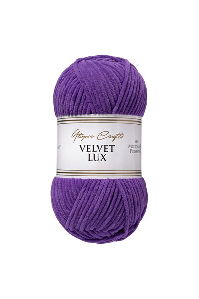 Utopia Crafts Velvet Lux 100gr Kadife Örgü İpi 110m - Kraliyet Moru