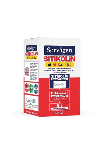 Sorvagen Smart Mini Sitikolin DHA Omega-3 ve B12 60 Kapsül