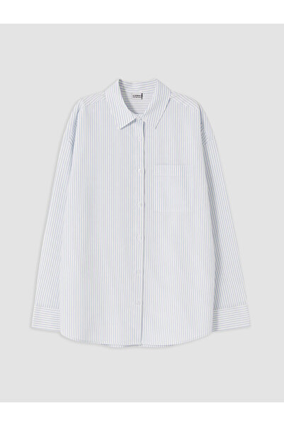 LC Waikiki Two Mt Shop Quality Lcw Kids Blue Striped Loose & Baggy Girls' Shirt