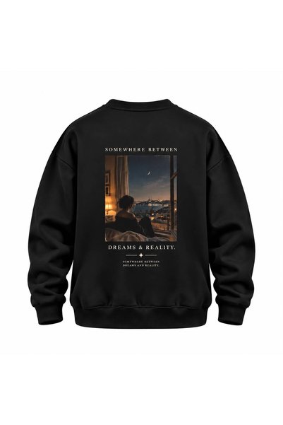 Karatopak Dreams & Reality Baskılı Bisiklet Yaka Sweatshirt