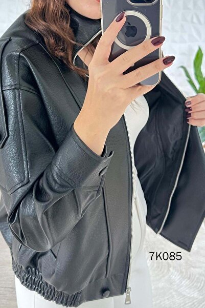 İnce Topuk معطف جلدي بسحّاب 7K085