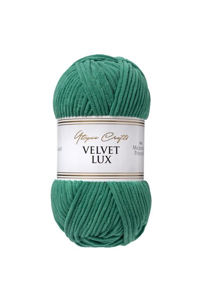 Utopia Crafts Velvet Lux 100gr Kadife Örgü İpi 110m - Yeşim Yeşili