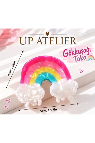 Up Atelier مشبك عظمي على شكل قوس قزح 5 سم