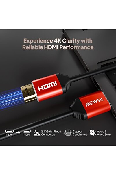 MOWSIL HDMI 1.4 Cable 10M – 4K@30Hz, 1080p@60Hz, 10.8Gbps Ultra High Speed, 3D, DTS:X, Gold-Plated, Compatible with PC, Laptop, TV, PS5, Blu-ray, Gaming, Monitor