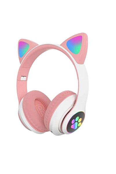 Cat Children's Headphones, Luminous, With Ears, Pink