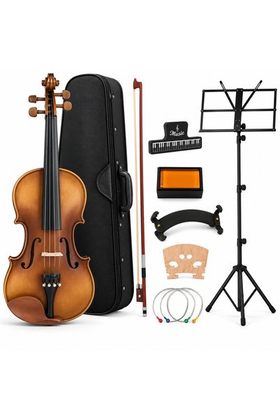 MegArya 4/4 Full Size Antique Brown Violin Complete Set for Beginners