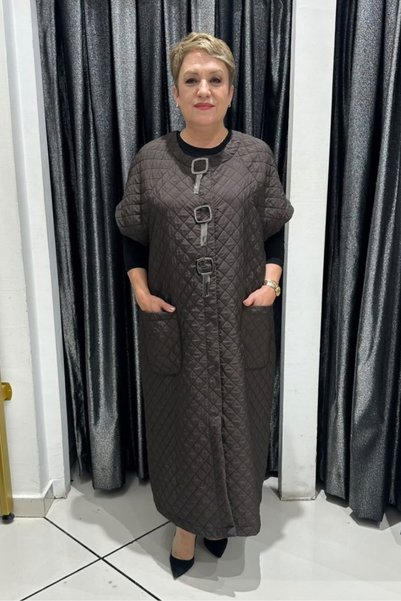 selma Büyük Beden Tokalı Detaylı Kapitone Yelek