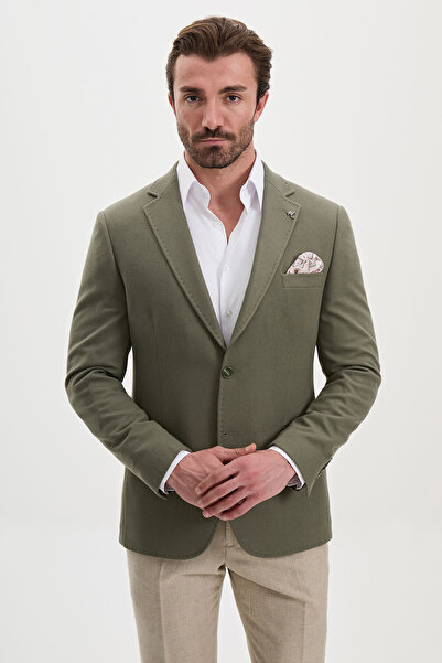 Mcr Straight Slim Fit Wool Blend Men's Jacket Khaki - 41509.26K