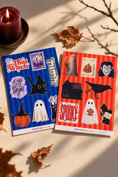 ArtDropsco Halloween Sticker Set of 2 – Halloween Decorative Labels