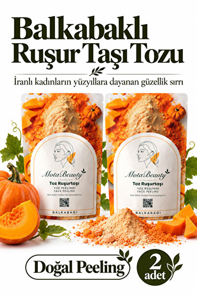 Toz Ruşur Taşı (İran Sefidab) Doğal Yüz Peelingi - 2'li paket (Balkabağı*2) - Cilt Tonu Eşitleme, Ölü Deri Arındırma, Siyah Nokta Karşıtı