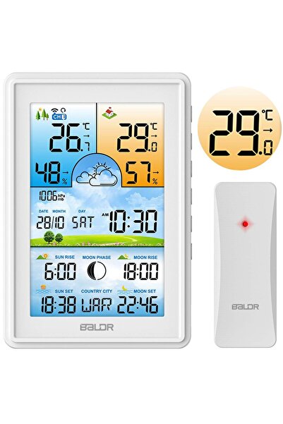 Baldr Stație meteo cu afișaj BD-906 alb