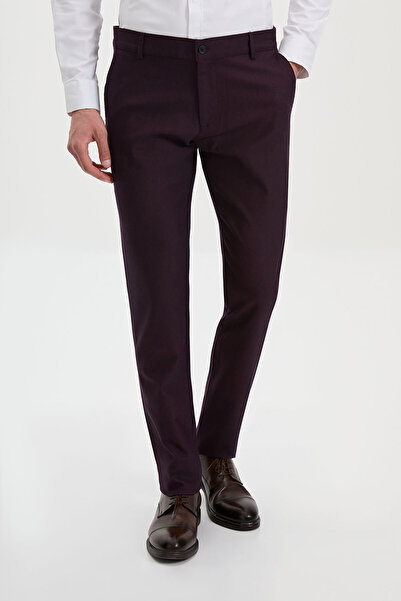 Mcr Düz Slim Super Slim Fit Erkek Pantolon Bordo - 38567.17K