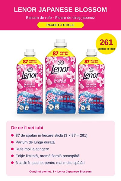 lenor Συσκευασία 3 τεμαχίων Μαλακτικού Ρούχων Ιαπωνική Ανθισμένη Λεπτή Άνθηση...
