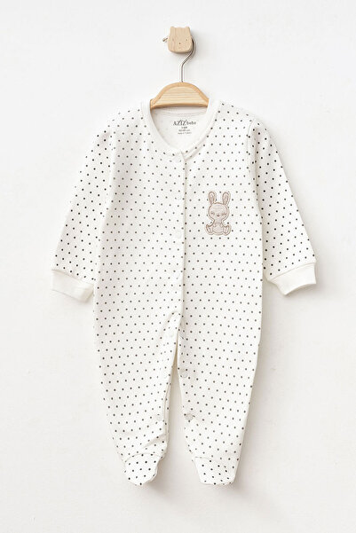 Aziz Bebe Baby Girl Snap Fastener Patterned Booties Jumpsuit 0 Month 6 Month