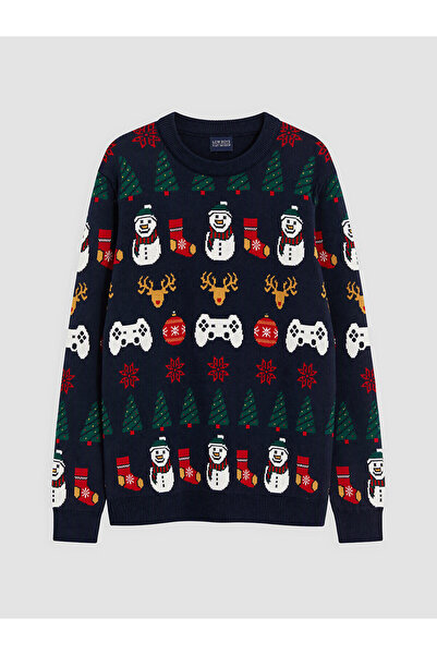 LC Waikiki Alita City Lcw Kids Navy Blue Christmas Themed Boys' Knit Sweater