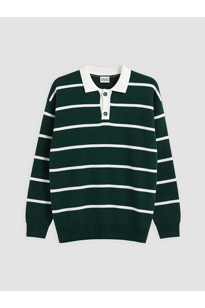 LC Waikiki Alita City Lcw Kids Green Polo Collar Boys' Sweater with a Difference