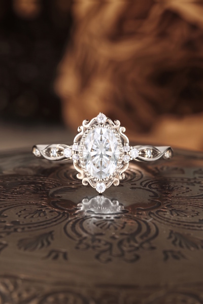 My Diamond Vintage Tasarım Tektaş Yüzük Oval Pırlanta Altın