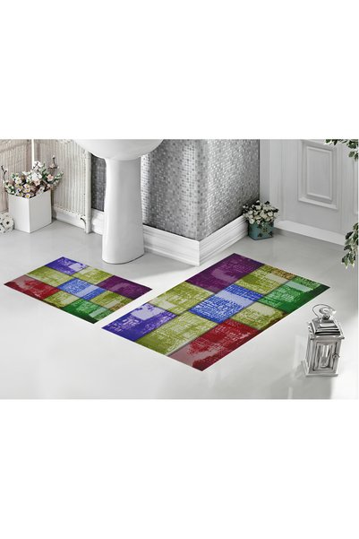 Paspas Galerisi Digital Printed Water Absorbent Non-Slip Double Bath Mat (40/60cm -60X100Cm)
