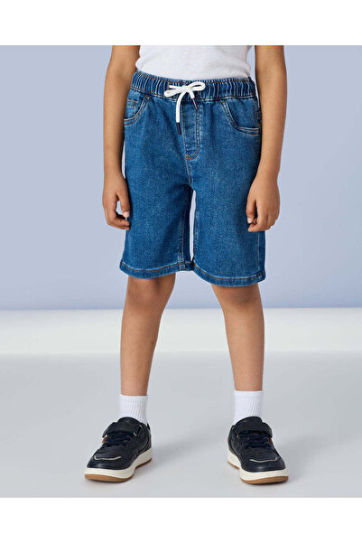 REDTAG Boys Blue 5 Pocket Soft Knitted Shorts