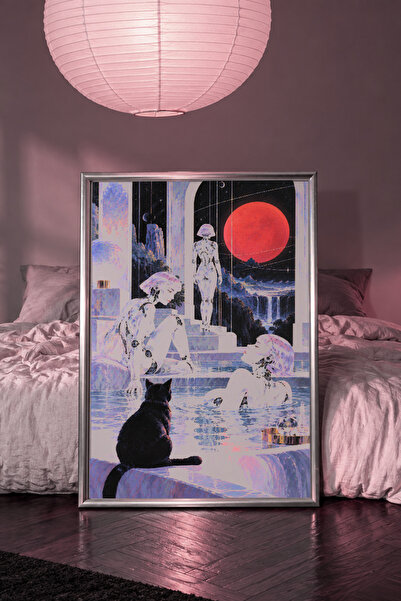 Taranist Poster - Yerel Sanatçılar - Uzayda Kadınlar Kırmızı Gezegen Retro Fü...